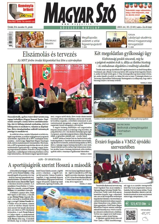 Magyar Szó, 73. évf. 2016. december 30. 305. sz. 1–16. oldal