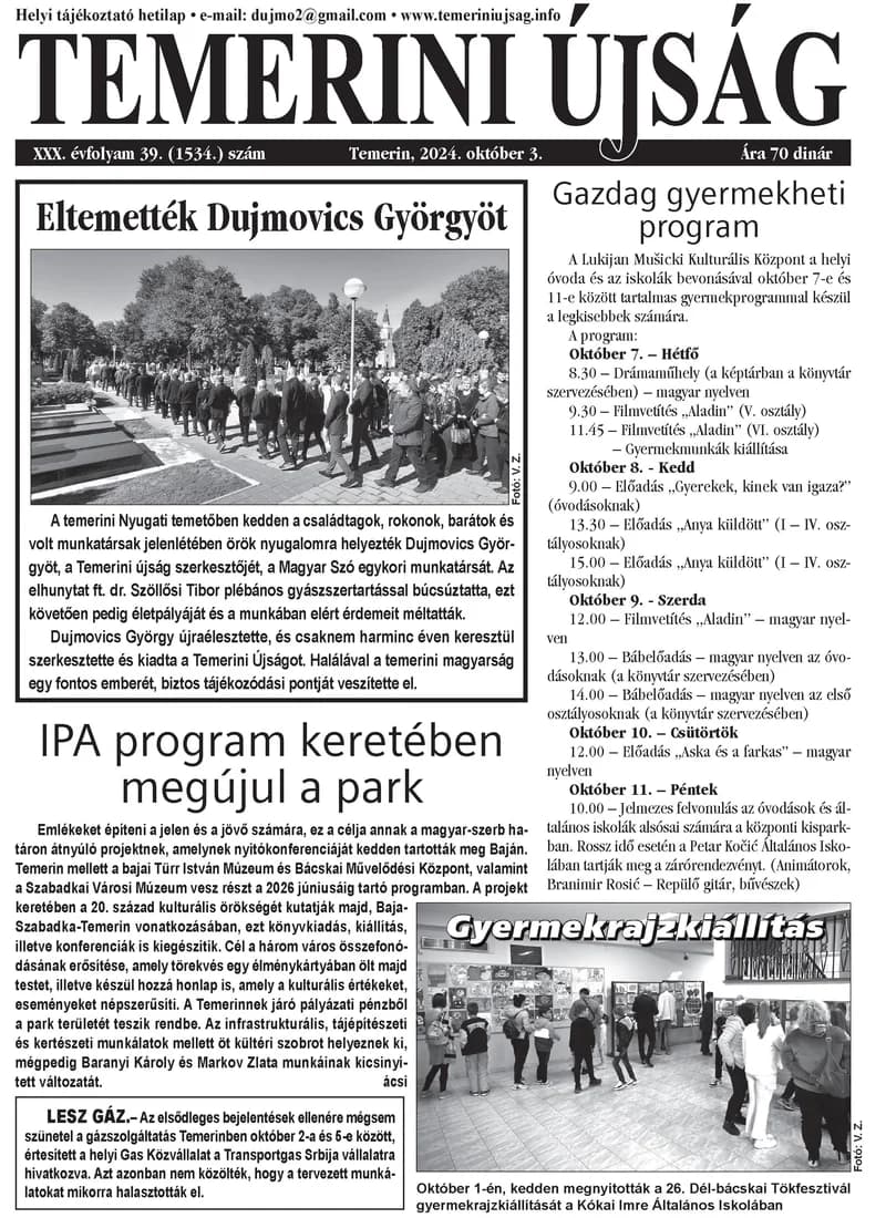 Temerini Újság, 30. évf. 2024. október 3. 39. sz.