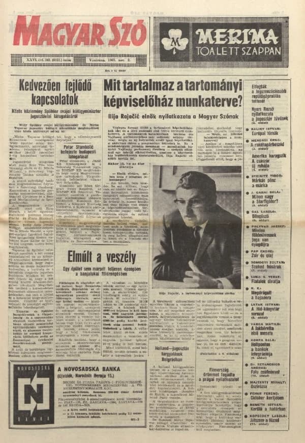 Magyar Szó, 26. évf. 1969. november 2. 303. sz. 1–32. oldal