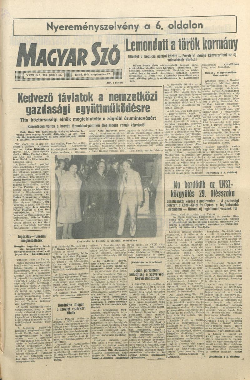 Magyar Szó, 31. évf. 1974. szeptember 17. 256. sz. 1–20. oldal