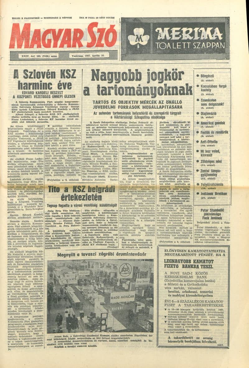 Magyar Szó, 24. évf. 1967. április 16. 103. sz. 1–24. oldal