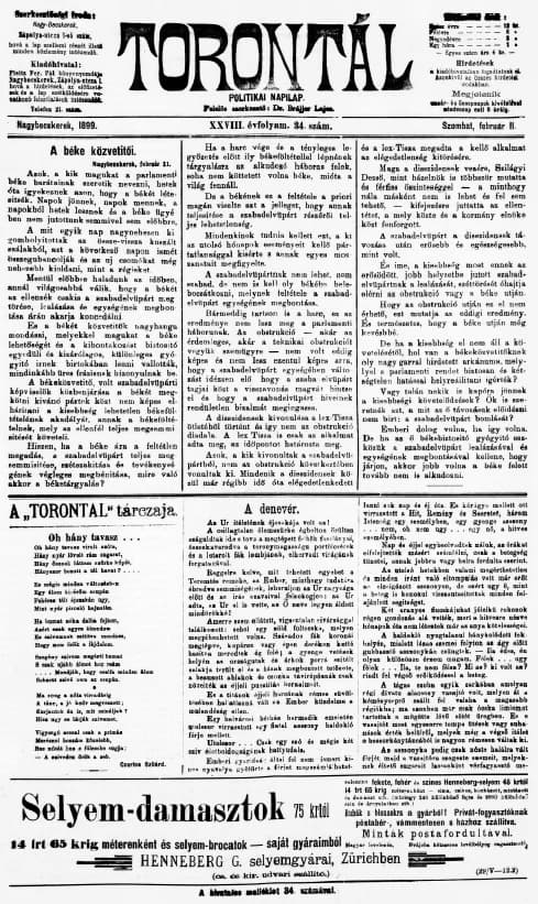 Torontál, 28. évf. 1899. február 11. 34. sz.