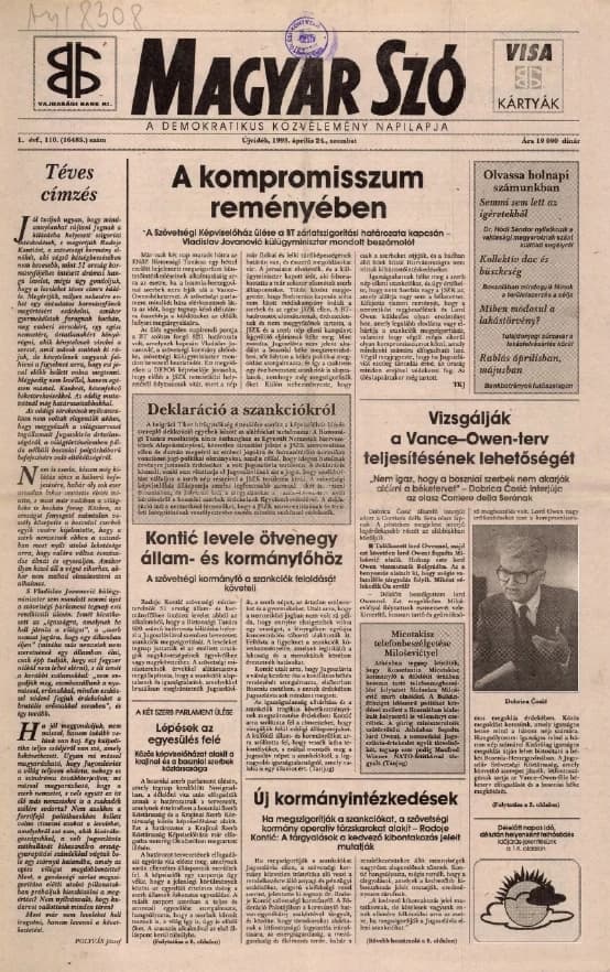 Magyar Szó, 50. évf. 1993. április 24. 110. sz. 1–16. oldal