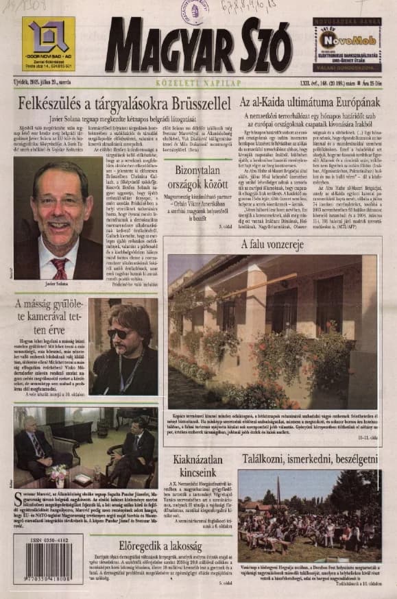Magyar Szó, 62. évf. 2005. július 20. 168. sz. 1–20. oldal