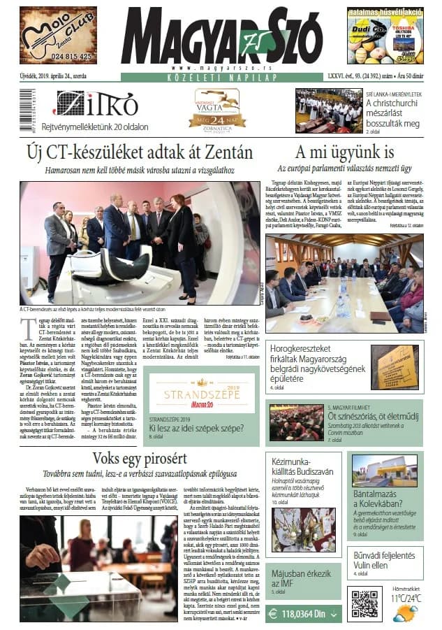 Magyar Szó, 76. évf. 2019. április 24. 93. sz. 1–16. oldal