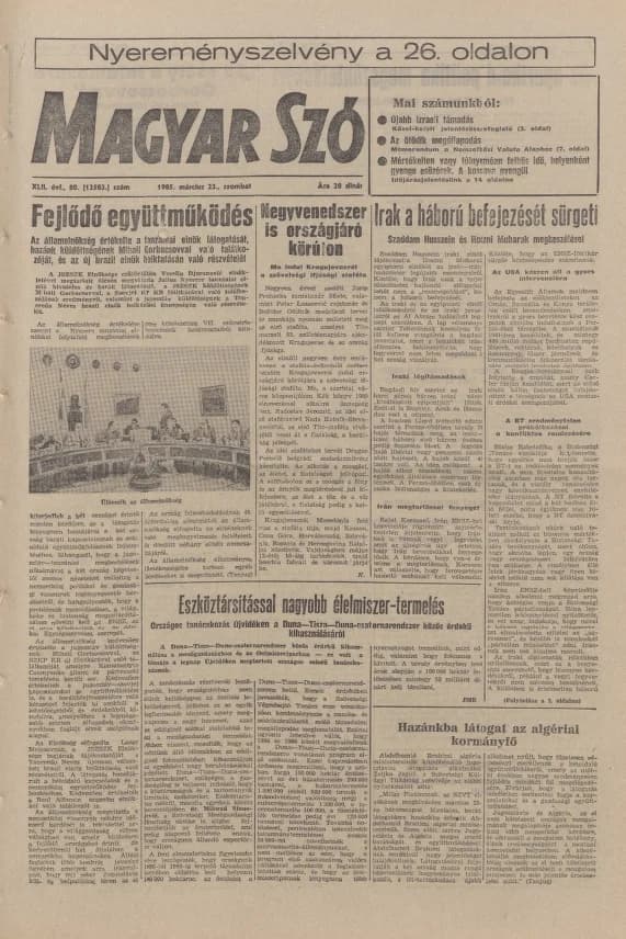 Magyar Szó, 42. évf. 1985. március 23. 80. sz. 1–28. oldal