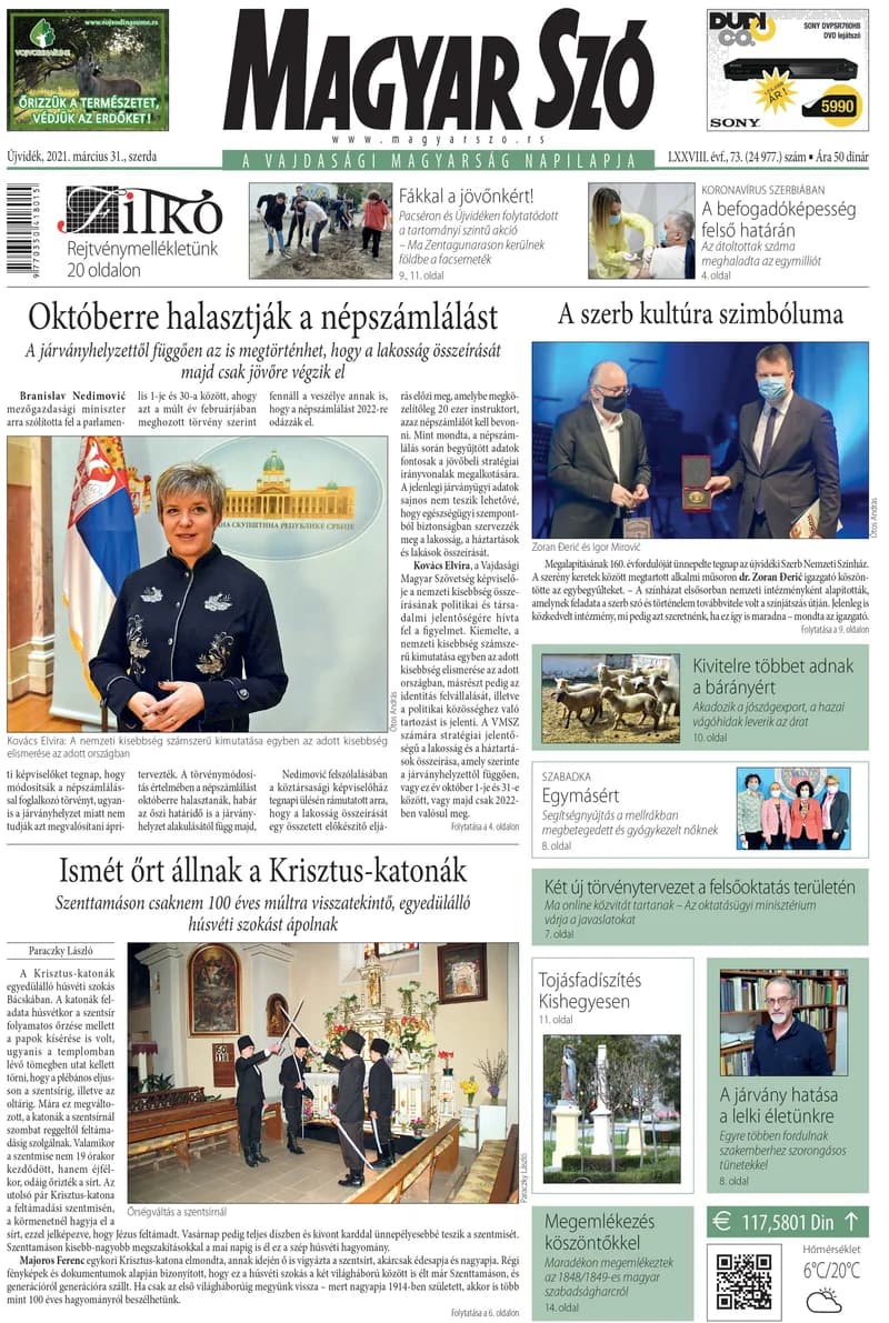 Magyar Szó, 78. évf. 2021. március 31. 73. sz. 1–16. oldal