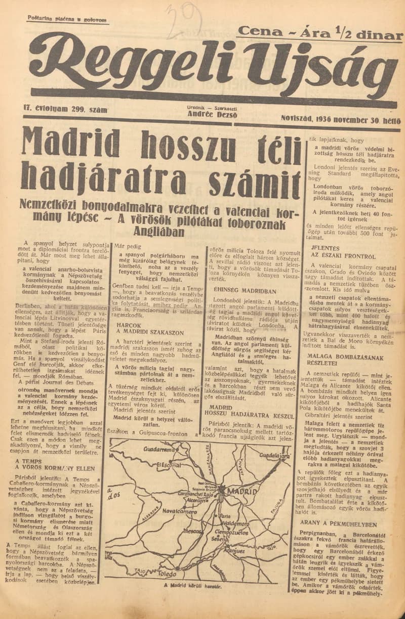 Reggeli Újság, 17. évf. 1936. november 30. 299. sz.