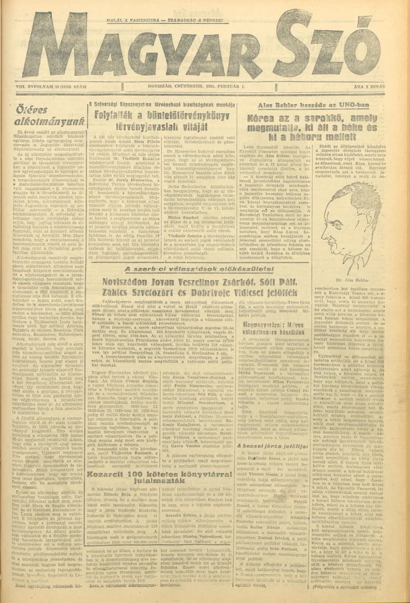 Magyar Szó, 8. évf. 1951. február 1. 26. sz. 1–4. oldal