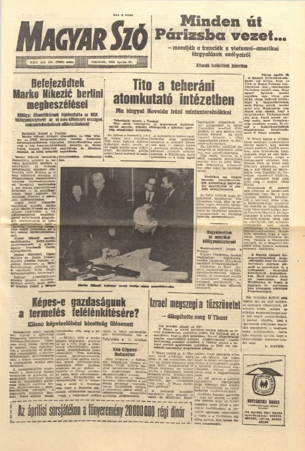 Magyar Szó, 25. évf. 1968. április 25. 114. sz. 1–20. oldal