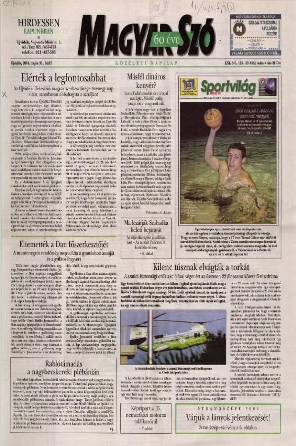 Magyar Szó, 61. évf. 2004. május 31. 125. sz. 1–12. oldal