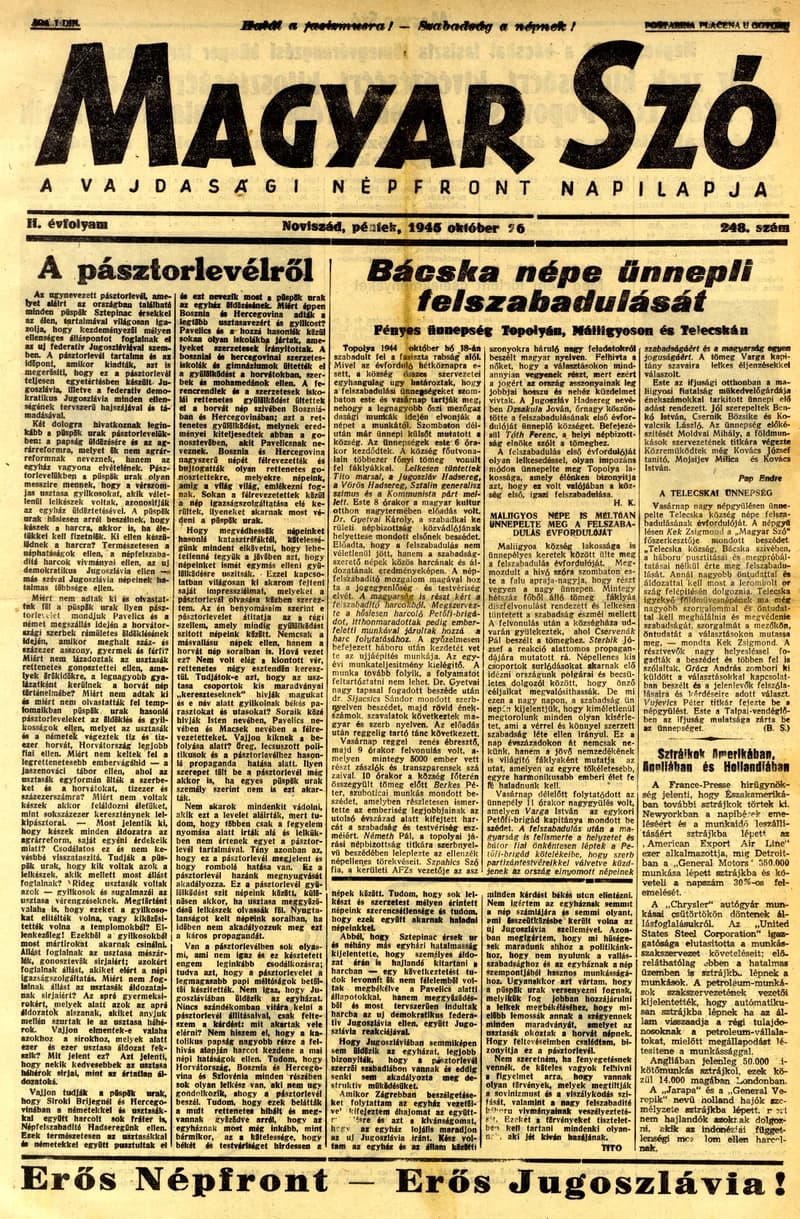 Magyar Szó, 2. évf. 1945. október 26. 248. sz. 1–8. oldal