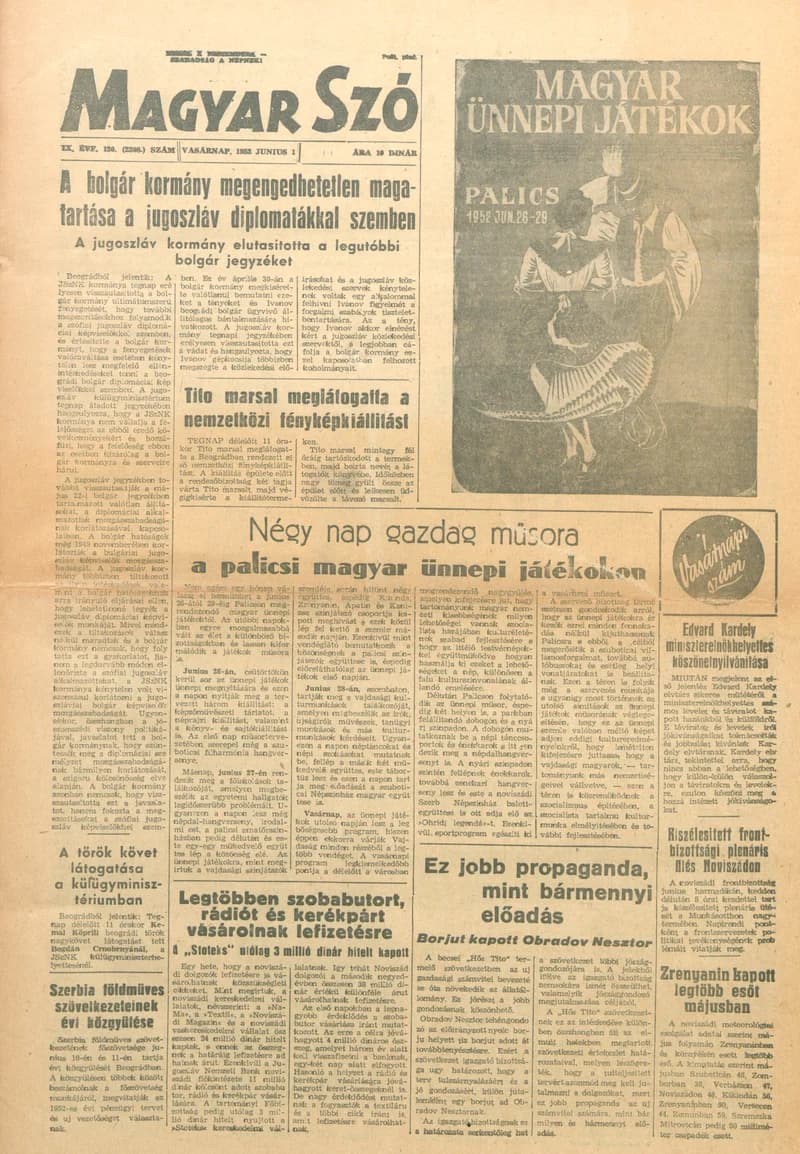 Magyar Szó, 9. évf. 1952. június 1. 130. sz. 1–12. oldal