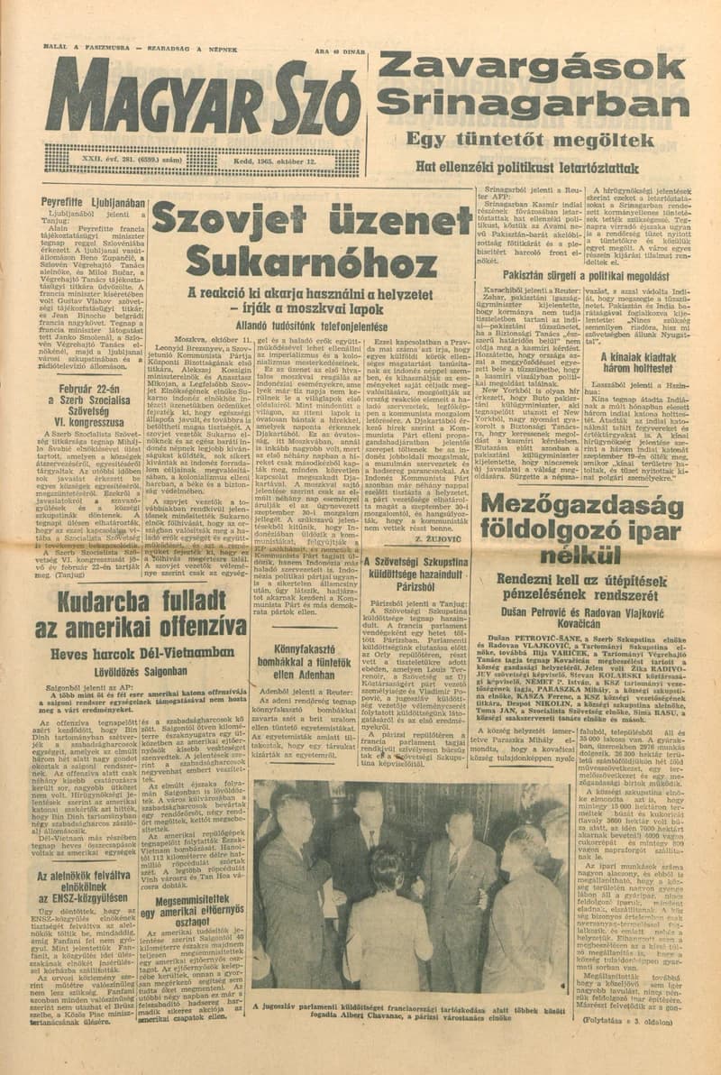 Magyar Szó, 22. évf. 1965. október 12. 281. sz. 1–16. oldal