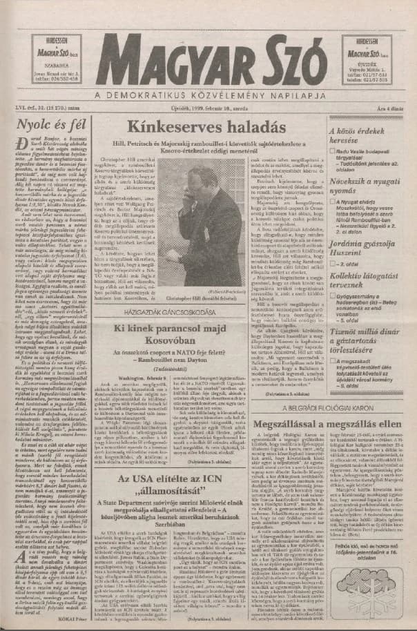 Magyar Szó, 56. évf. 1999. február 10. 32. sz. 1–16. oldal