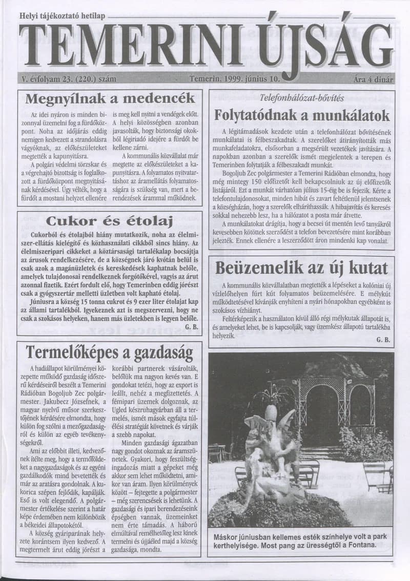 Temerini Újság, 5. évf. 1999. június 10. 23. sz.