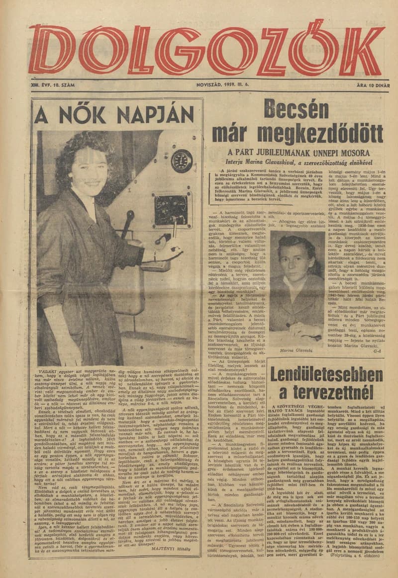 Dolgozók, 13. évf. 1959. március 6. 10. sz.