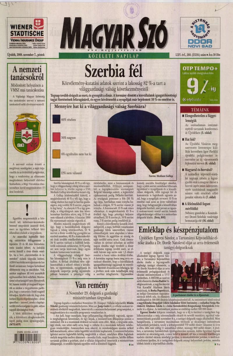 Magyar Szó, 65. évf. 2008. november 7. 260. sz. 1–20. oldal