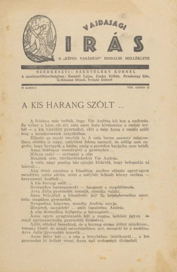 Vajdasági Írás, 1. évf. 1928. október 21. 34. sz. 129–160. oldal