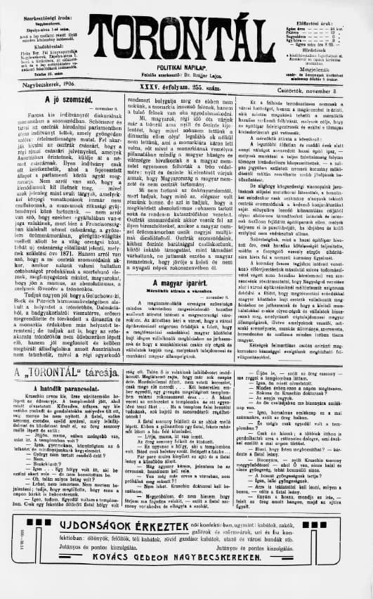 Torontál, 35. évf. 1906. november 8. 255. sz.