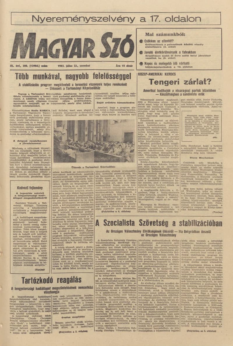 Magyar Szó, 40. évf. 1983. július 23. 200. sz. 1–20. oldal