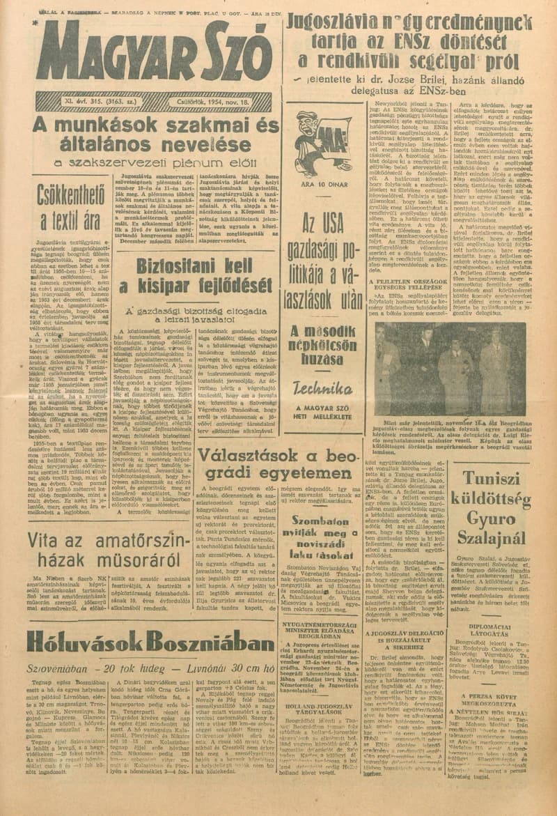 Magyar Szó, 11. évf. 1954. november 18. 315. sz. 1–12. oldal