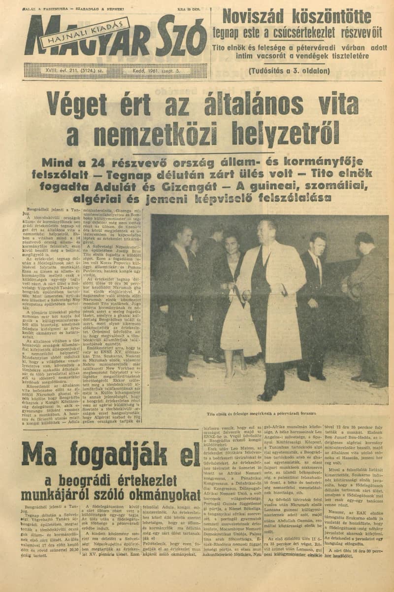 Magyar Szó, 18. évf. 1961. szeptember 5. 211. sz. 1–16. oldal