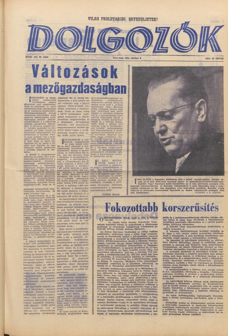 Dolgozók, 18. évf. 1964. október 9. 40. sz.