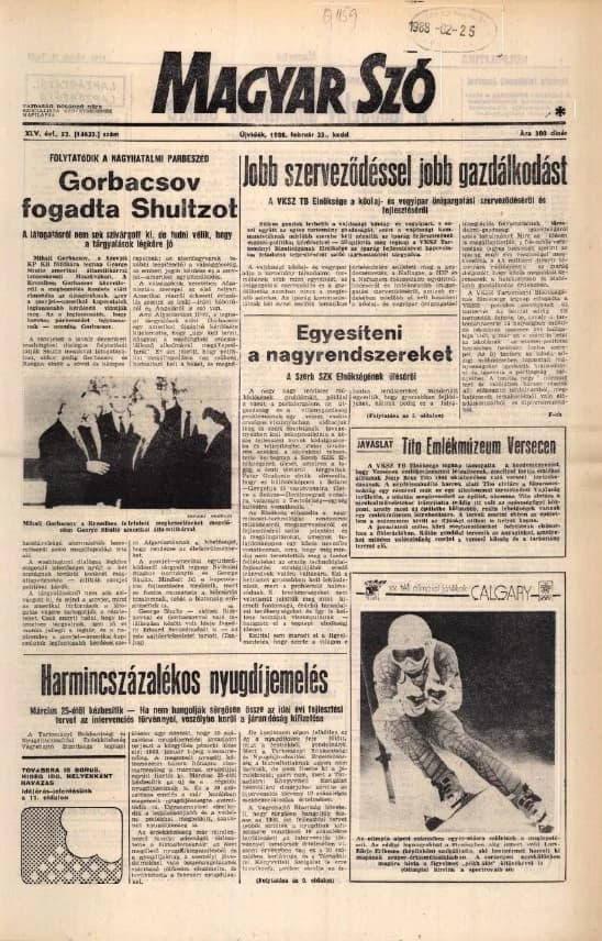 Magyar Szó, 45. évf. 1988. február 23. 52. sz. 1–20. oldal