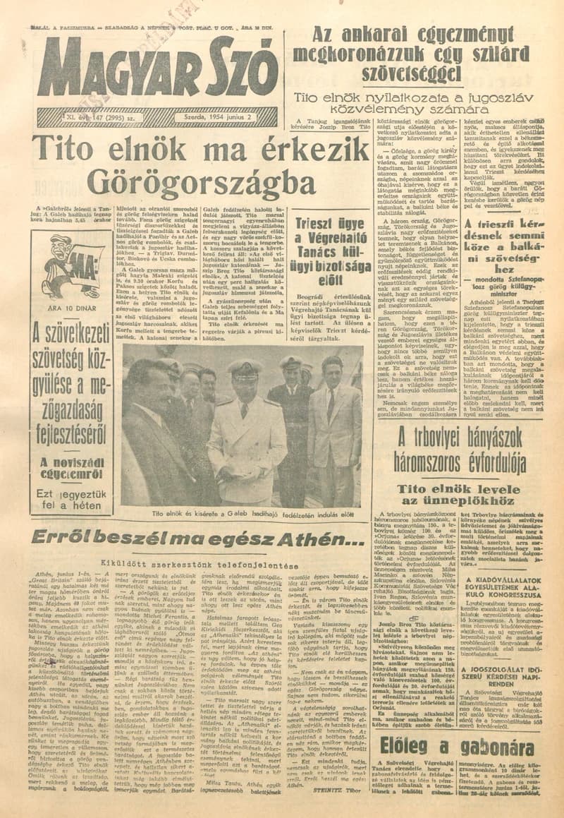 Magyar Szó, 11. évf. 1954. június 2. 147. sz. 1–8. oldal