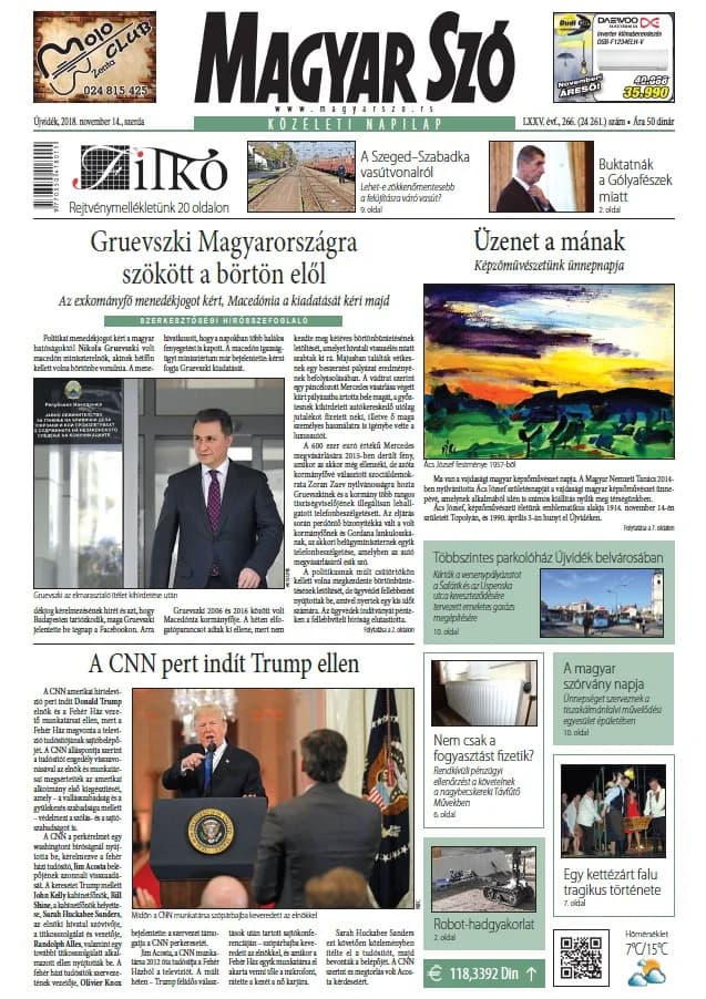 Magyar Szó, 75. évf. 2018. november 14. 266. sz. 1–16. oldal