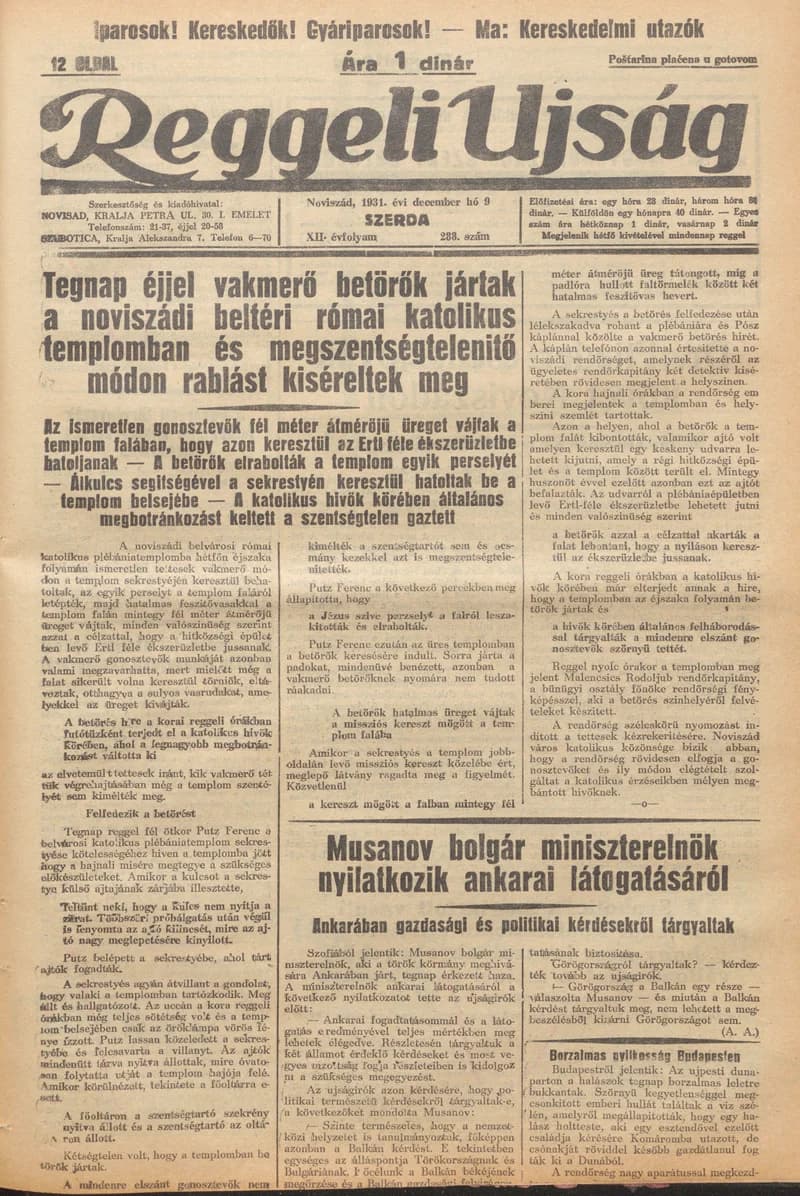 Reggeli Újság, 12. évf. 1931. december 9. 288. sz.