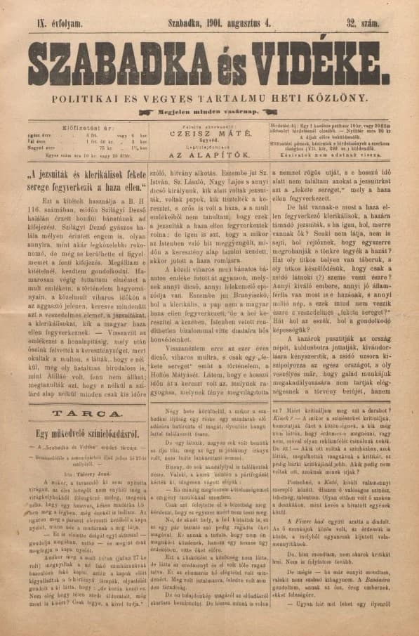 Szabadka és vidéke II, 9. évf. 1901. augusztus 4. 32. sz.