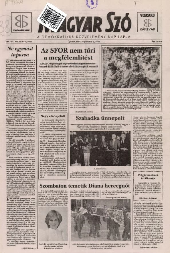 Magyar Szó, 54. évf. 1997. szeptember 2. 206. sz. 1–16. oldal