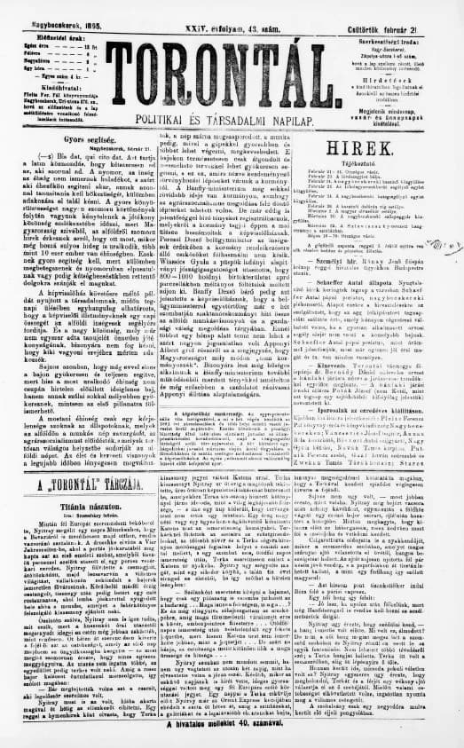 Torontál, 24. évf. 1895. február 21. 43. sz.