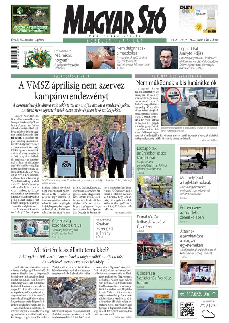 Magyar Szó, 77. évf. 2020. március 13. 59. sz. 1–16. oldal