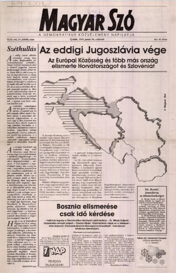 Magyar Szó, 49. évf. 1992. január 16. 14. sz. 1–16. oldal