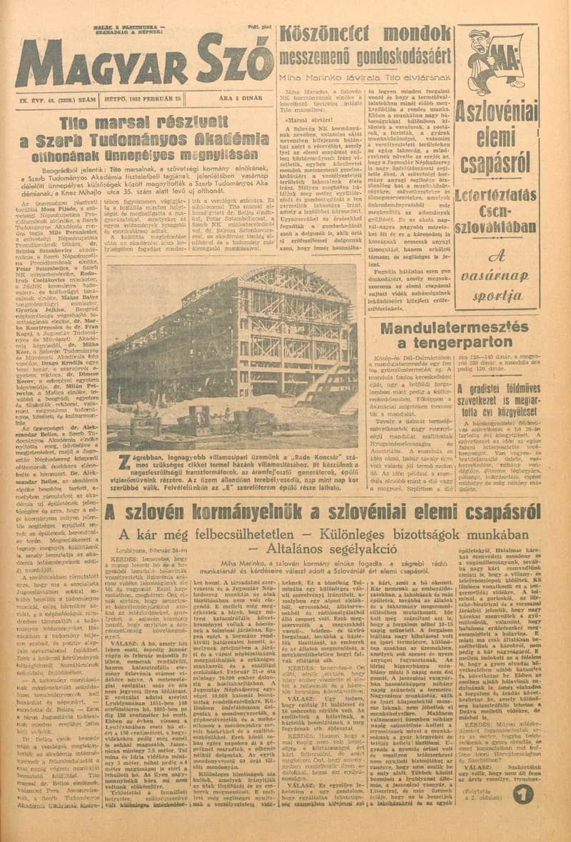 Magyar Szó, 9. évf. 1952. február 25. 48. sz. 1–4. oldal