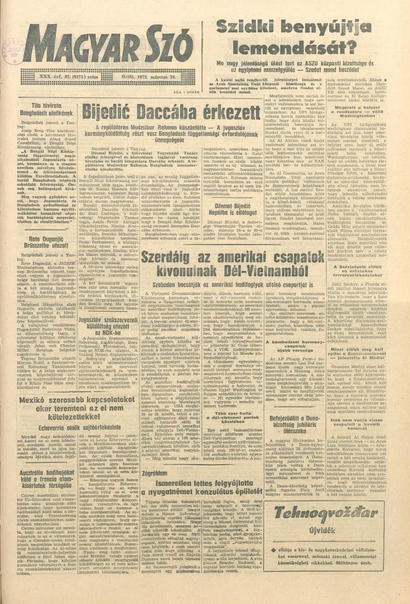 Magyar Szó, 30. évf. 1973. március 26. 83. sz. 1–10. oldal