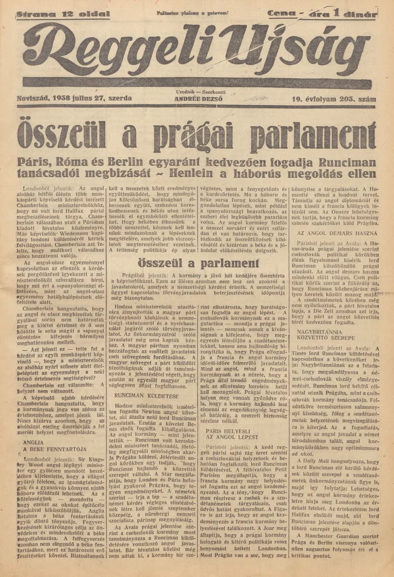 Reggeli Újság, 19. évf. 1938. július 27. 203. sz.