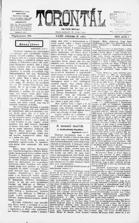 Torontál, 34. évf. 1905. április 3. 76. sz.