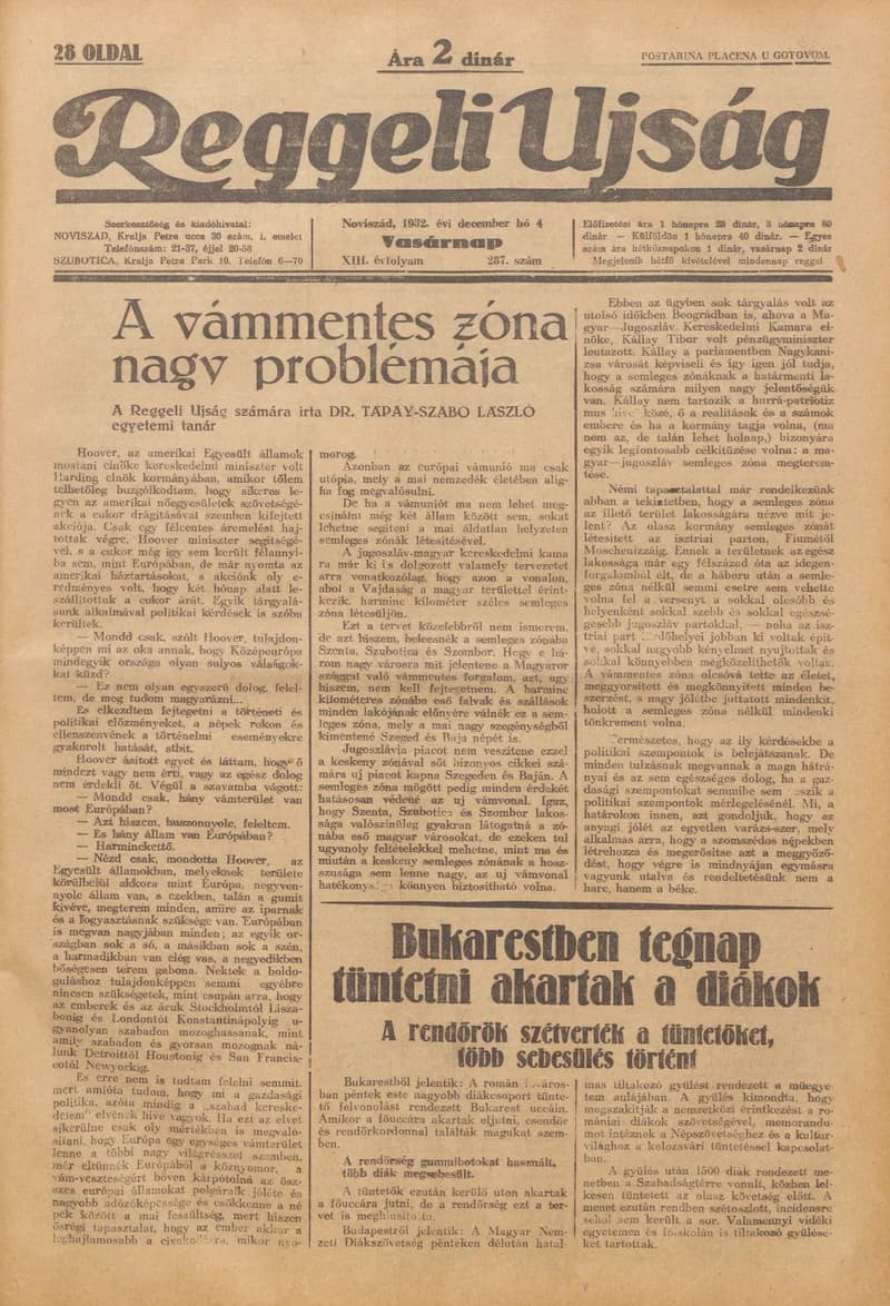 Reggeli Újság, 13. évf. 1932. december 4. 287. sz.