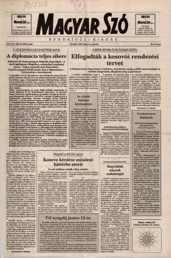 Magyar Szó, 56. évf. 1999. június 4. 120. sz. 1–8. oldal