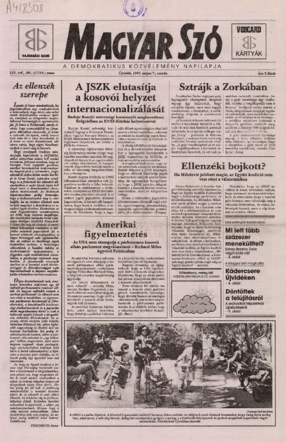 Magyar Szó, 54. évf. 1997. május 7. 105. sz. 1–16. oldal