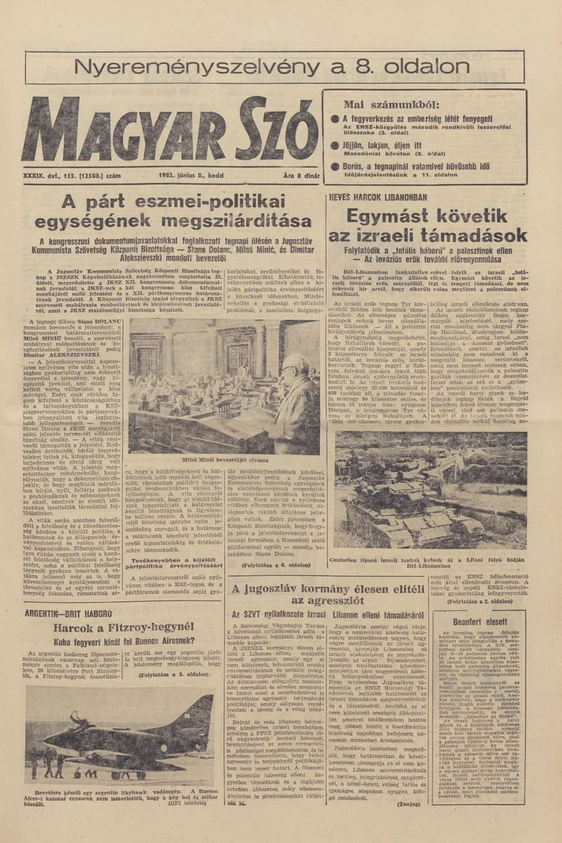 Magyar Szó, 39. évf. 1982. június 8. 155. sz. 1–20. oldal