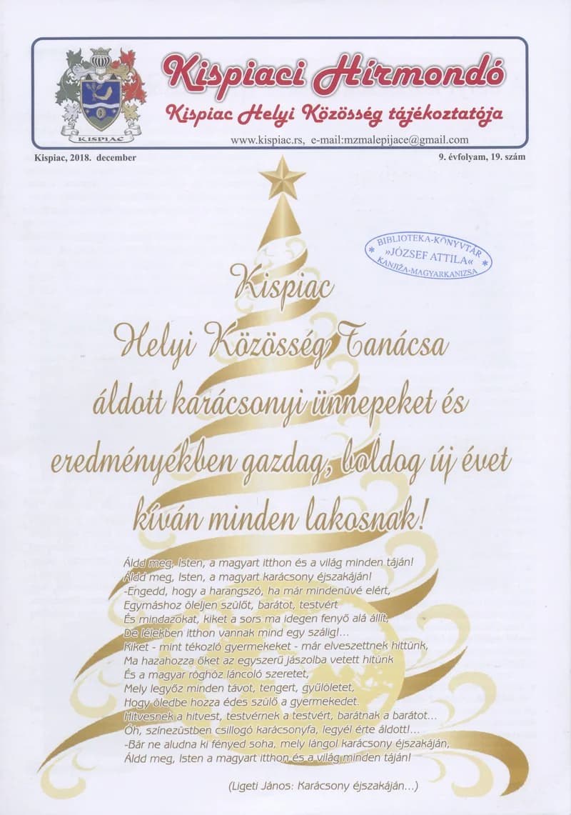Kispiaci Hírmondó, 9. évf. 2018. december. 19. sz.