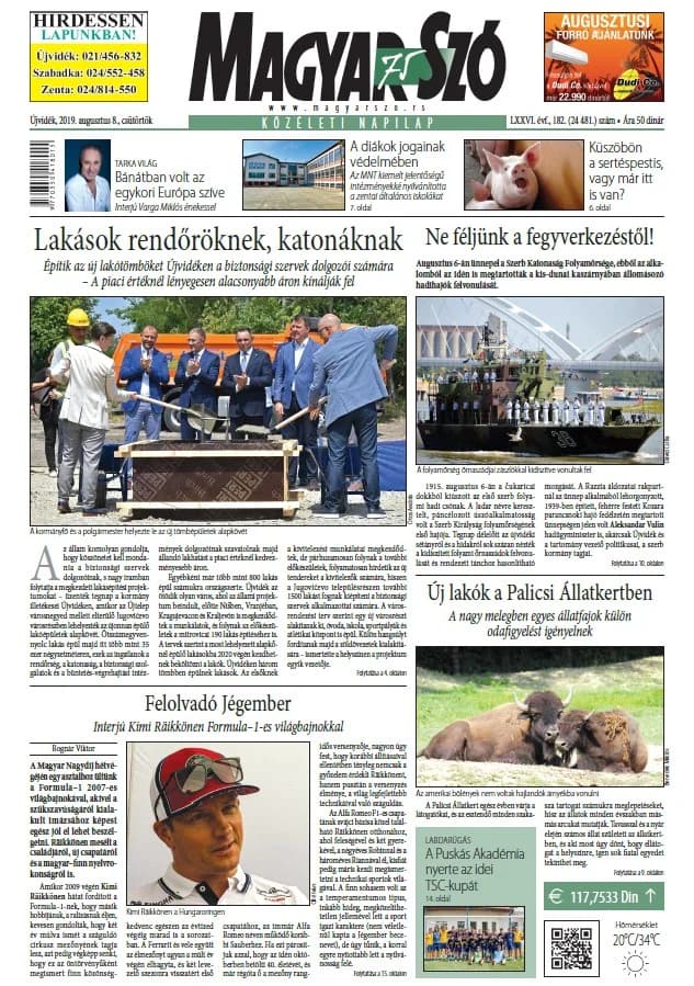Magyar Szó, 76. évf. 2019. augusztus 8. 182. sz. 1–20. oldal