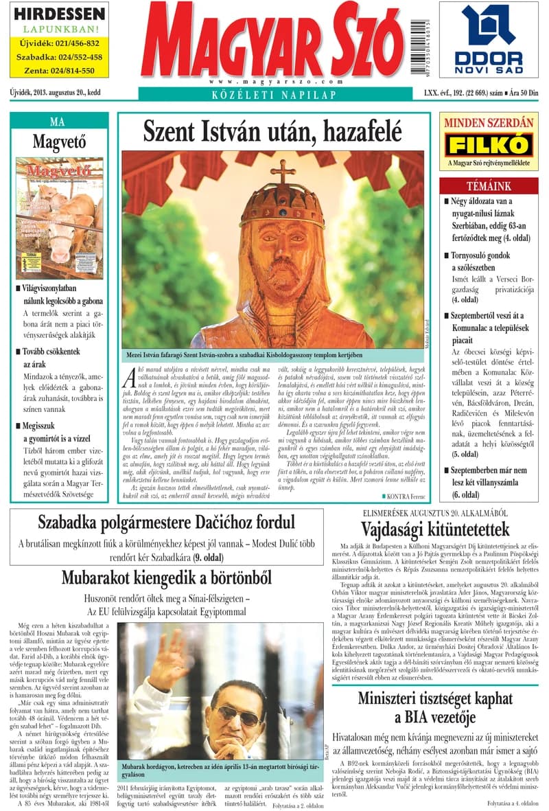 Magyar Szó, 70. évf. 2013. augusztus 20. 192. sz. 1–20. oldal