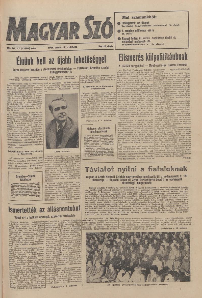 Magyar Szó, 41. évf. 1984. január 19. 17. sz. 1–20. oldal