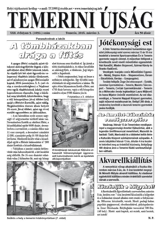 Temerini Újság, 22. évf. 2016. március 3. 9. sz.